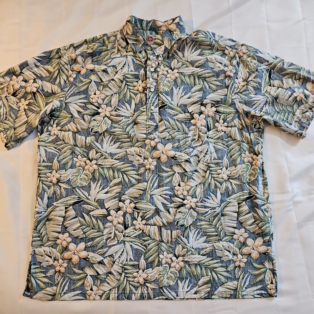 Hilo Hattie The Hawaiian Original Shirt 1/4 Button Polo Reverse Print 2XL